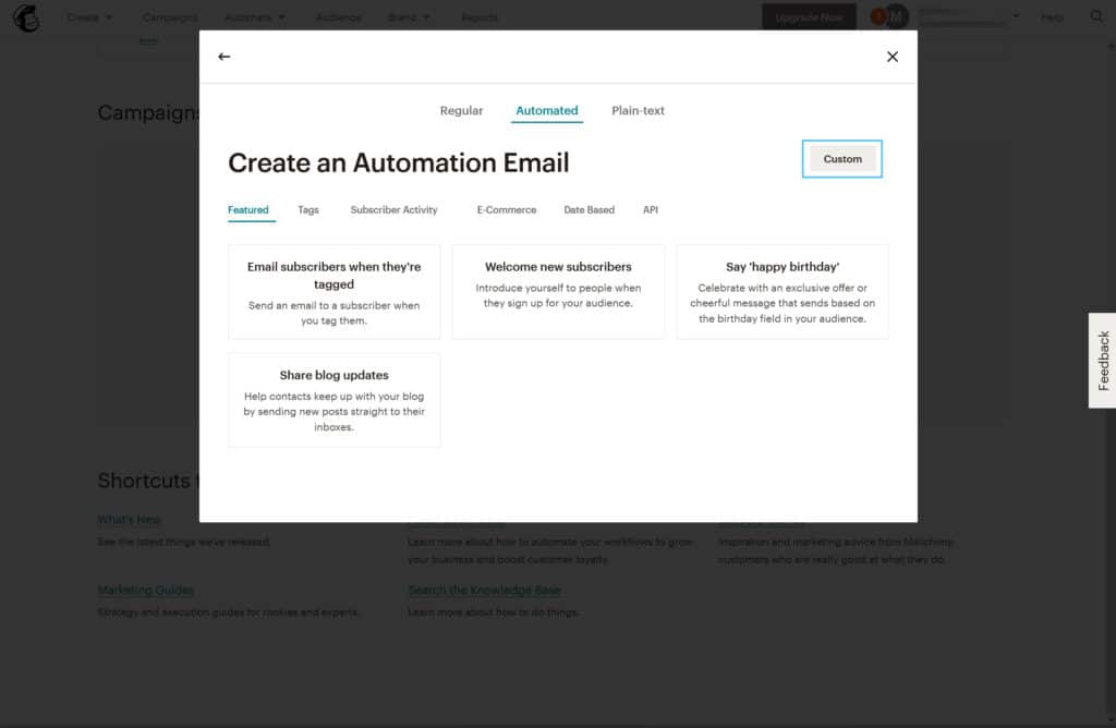 MailChimp Benutzerdefinierte Automation erstellen